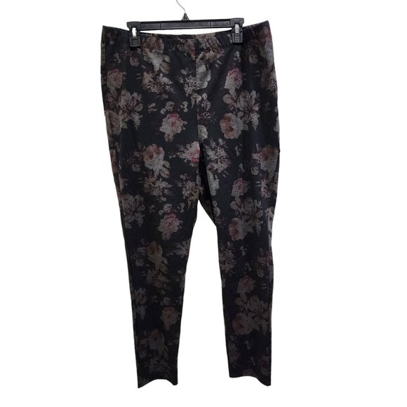 Michel Studio Pants Women's Size 2X Floral Print Straight Leg - Picture 1 of 14